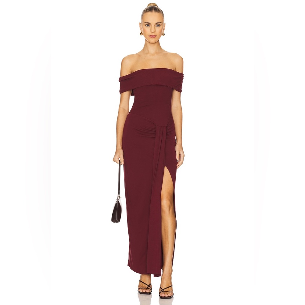 Revolve x Line & Dot Mazzy Knit Dress in Burgundy Size Medium Prom Wedding Guest